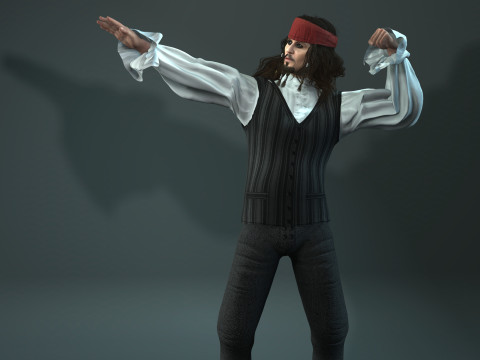 Johnny Depp Low-poly Model 3D