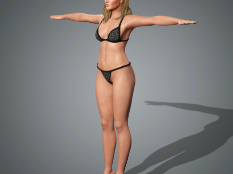 Florence Pugh Character Low-poly 3D Model