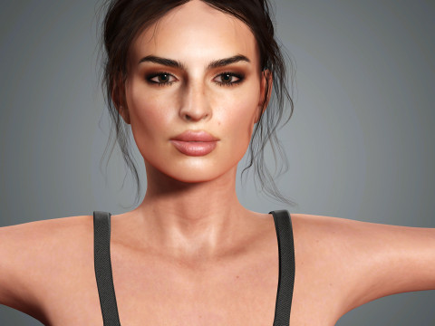 Emily Ratajkowski Character Low-poly Modello 3D
