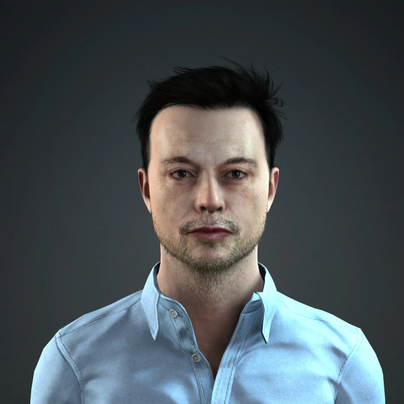 Elon Musk - Hyper Realistic Low-poly 3D Model .c4d .max .obj .3ds .fbx .stl .blend
