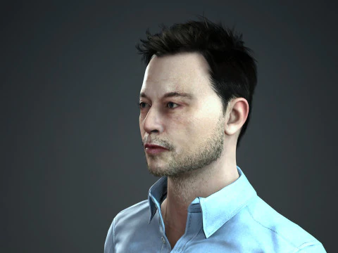 Elon Musk - Hyper Realistic Low-poly 3D Model
