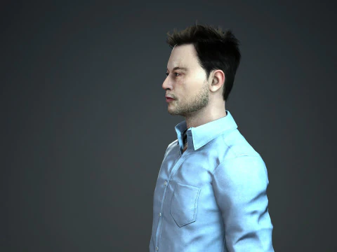 Elon Musk - Hyper Realistic Low-poly 3D Model