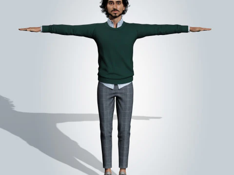 Dev Patel Character Low-poly 3D Model