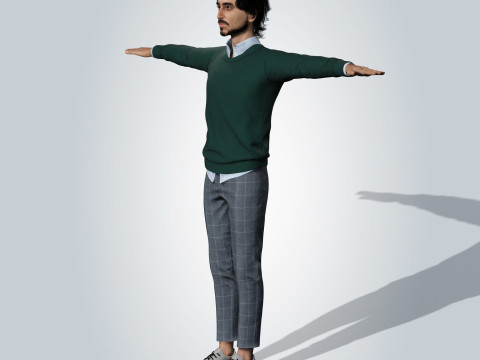 Dev Patel Character Low-poly 3D Model