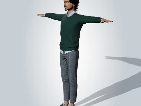 Dev Patel Character Low-poly 3D Model