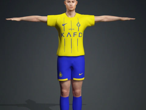 Cristiano Ronaldo Al Nassr Kit - Hyper Realistic Low-poly 3D Model