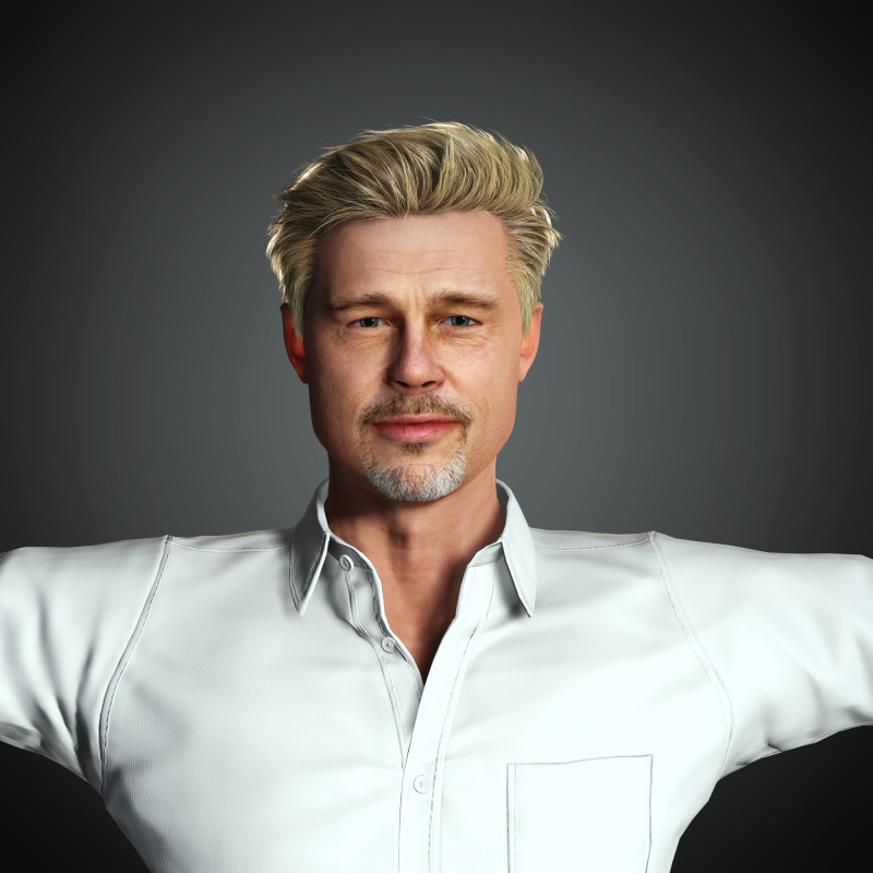 Brad Pitt Low-poly Low-poly 3D मॉडल .c4d .max .obj .3ds .fbx .stl .blend 