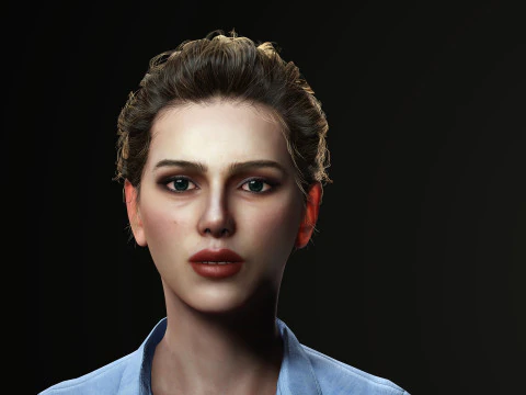 Scarlett Johansson character Low-poly 3D Model