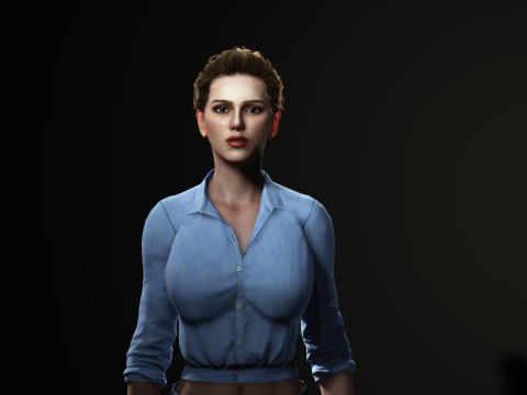 Scarlett Johansson character Low-poly 3D 모델