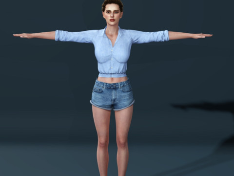 Scarlett Johansson character Low-poly 3D 모델