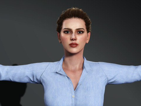Scarlett Johansson character Low-poly 3D 모델