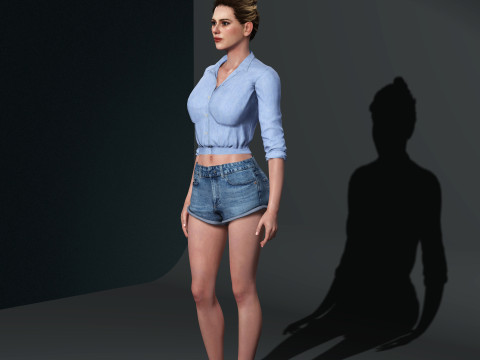 Scarlett Johansson character Low-poly 3D 모델