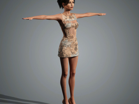 Jenna Ortega Character Low-poly Modèle 3D