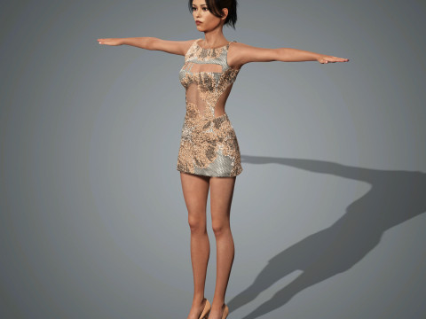 Jenna Ortega Character Low-poly Modèle 3D