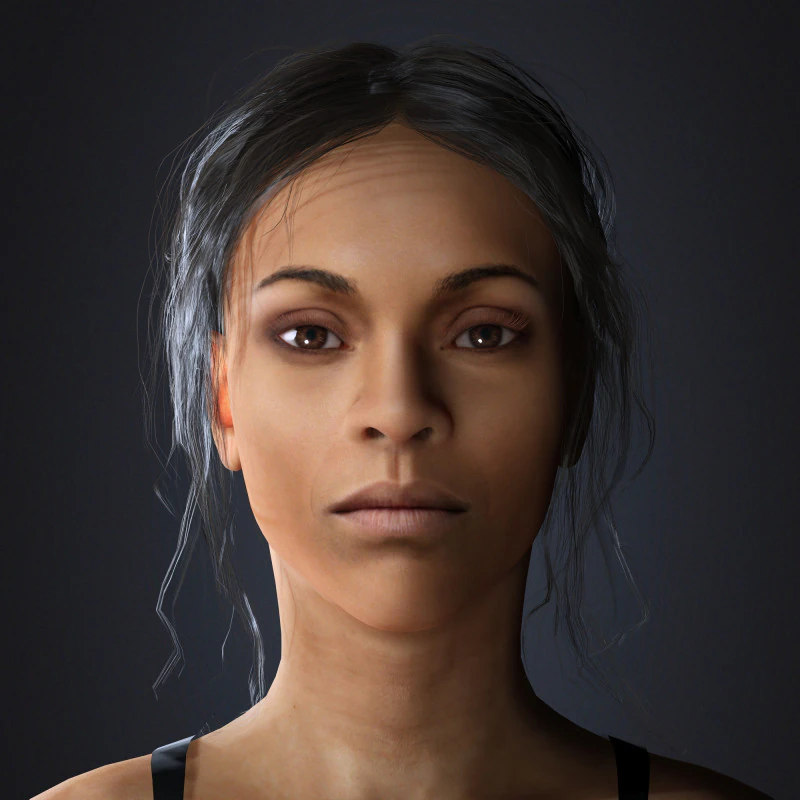 Zoe Saldana Character 3D Model .c4d .max .obj .3ds .fbx .stl .blend 