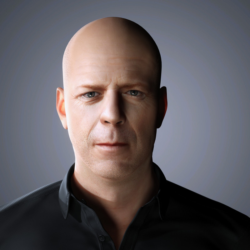 Bruce Willis Character low-poly 3D Model .c4d .max .obj .3ds .fbx .stl .blend 