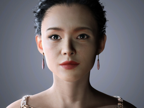Zhang ziyi Character low-poly 3D Model