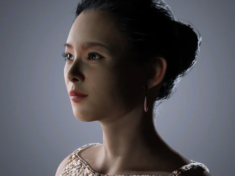 Zhang ziyi Character low-poly 3D Model