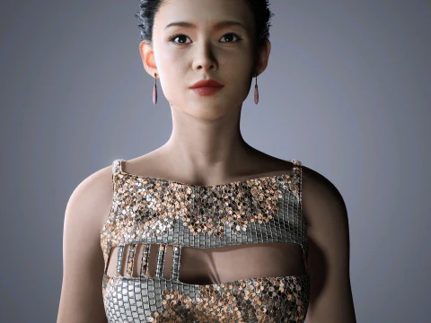 Zhang ziyi Character low-poly 3D Model