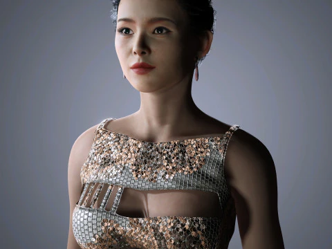 Zhang ziyi Character low-poly 3D Model