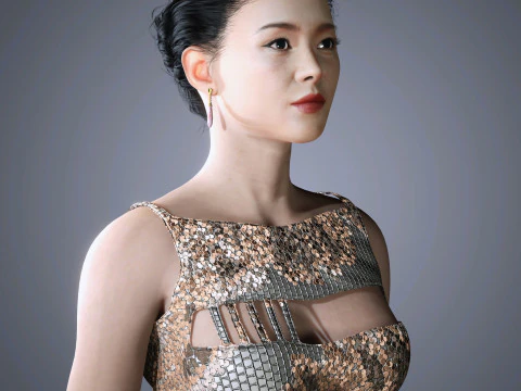 Zhang ziyi Character low-poly 3D Model