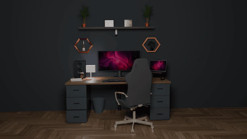 Elegant Desk Setup for Gaming 3D Model .c4d .max .obj .3ds .fbx .stl .blend 