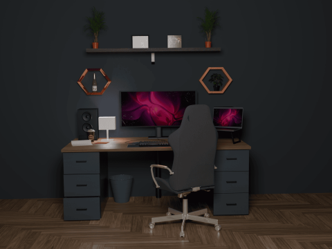 Elegant Desk Setup for Gaming Modèle 3D