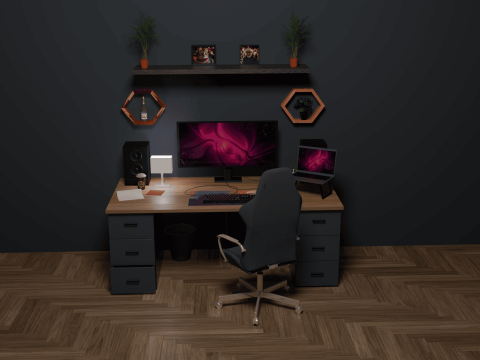 Elegant Desk Setup for Gaming 3D Модель