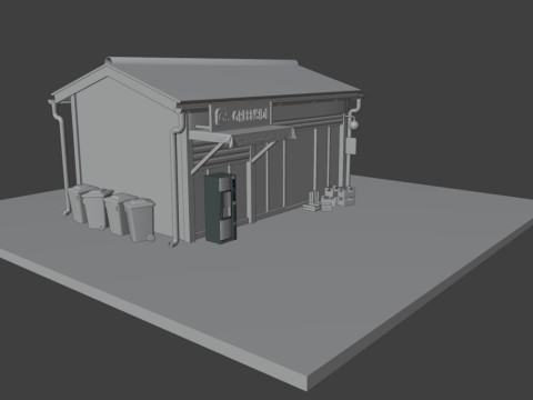 Retro Convenience Store Exterior with Neon Lighting 3D Model