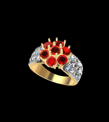 Ruby Crown Ring STL 3DM 3D Принт Модель .c4d .max .obj .3ds .fbx .stl .blend 