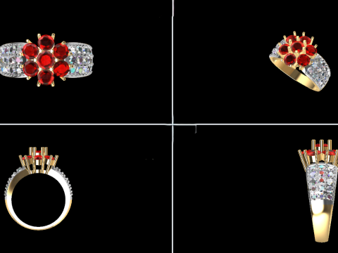 Ruby Crown Ring STL 3DM 3D Принт Модель