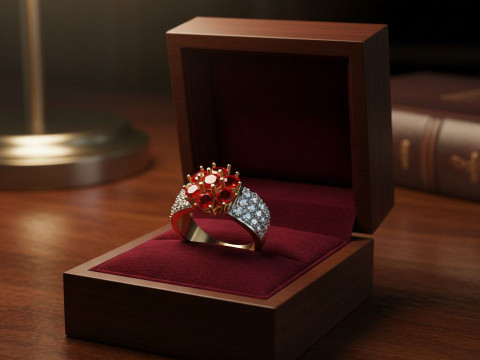 Ruby Crown Ring STL 3DM Model do druku 3D