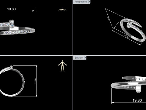 Adjustable Nail ring design STL3DM 3D 打印模型