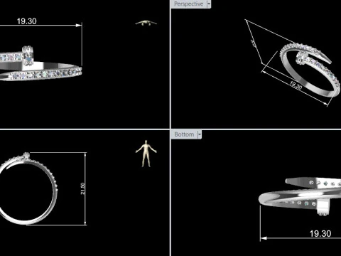 Adjustable Nail ring design STL3DM 3D Print Model