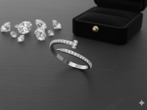 Adjustable Nail ring design STL3DM Modèles 3D en vedette