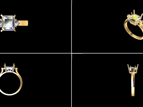 Elegant Three Stone Ring 3D 프린트 모델