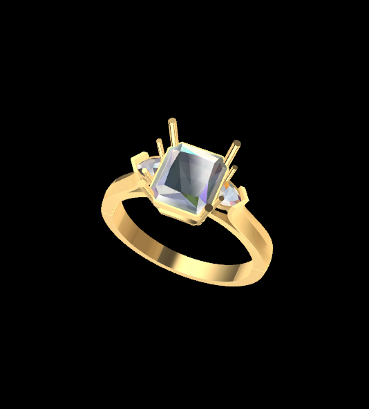 Elegant Three Stone Ring 3D 프린트 모델 .c4d .max .obj .3ds .fbx .stl .blend 