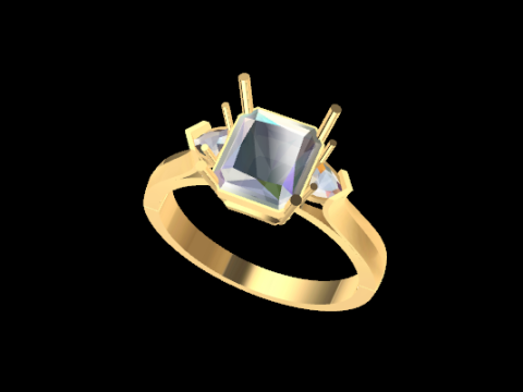 Elegant Three Stone Ring 3D Print Model