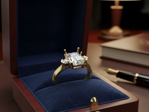 Elegant Three Stone Ring 3D 打印模型