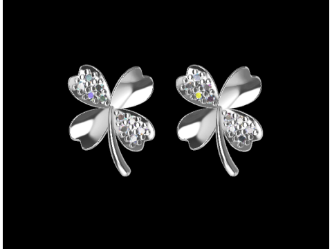 2 Earrings Lucky Clover 3DM STL 3D Print Model