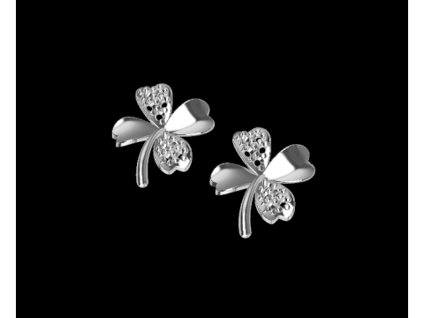 2 Earrings Lucky Clover 3DM STL 3D Print Model