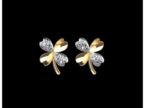 2 Earrings Lucky Clover 3DM STL 3D Print Model