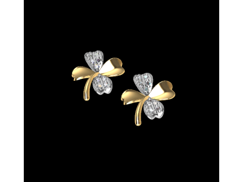 2 Earrings Lucky Clover 3DM STL 3D Print Model