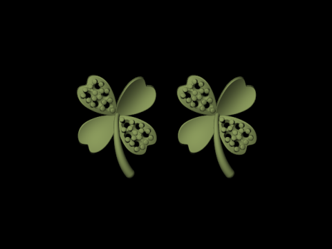 2 Earrings Lucky Clover 3DM STL 3D Print Model