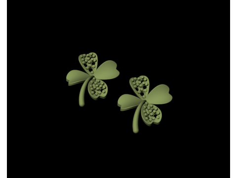 2 Earrings Lucky Clover 3DM STL 3D Print Model