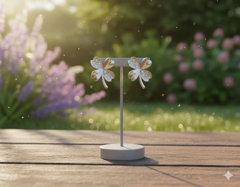 2 Earrings Lucky Clover 3DM STL Model Cetak 3D .c4d .max .obj .3ds .fbx .stl .blend 