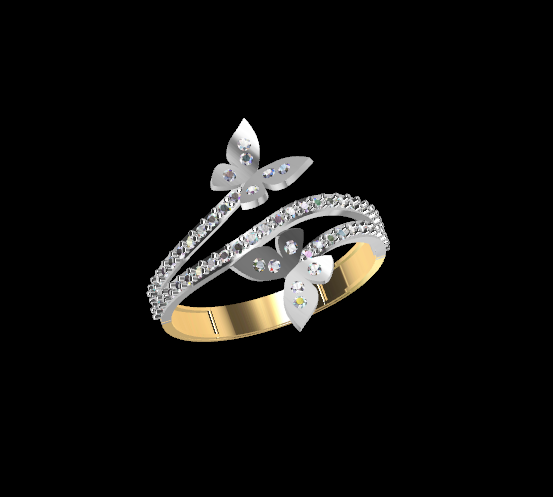 Butterfly Diamond Ring 3D 프린트 모델 .c4d .max .obj .3ds .fbx .stl .blend