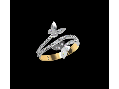 Butterfly Diamond Ring 3Dプリントモデル