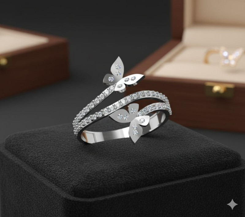 Butterfly Diamond Ring Modello di stampa 3D .c4d .max .obj .3ds .fbx .stl .blend 