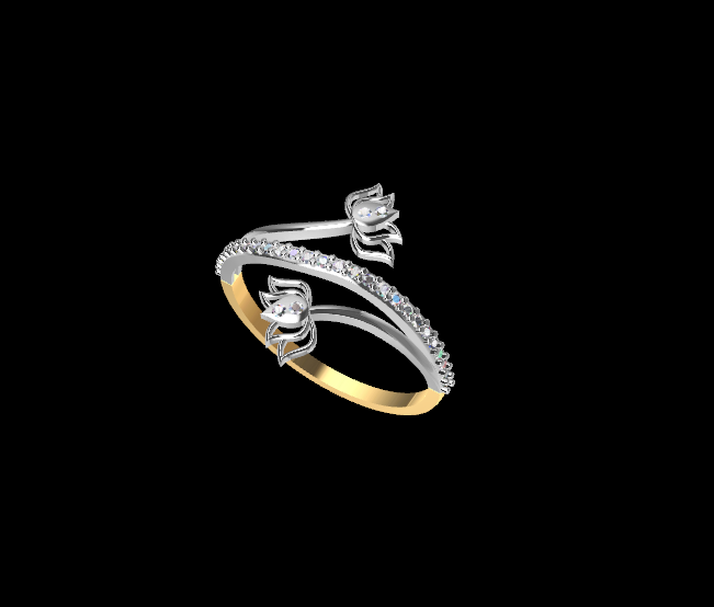Elegant Floral Open Wrap Ring 3DM STL 3D Print Model .c4d .max .obj .3ds .fbx .stl .blend